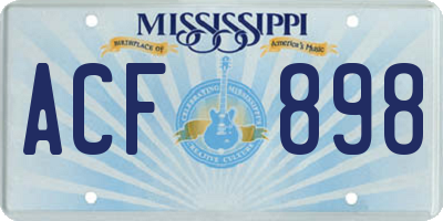 MS license plate ACF898