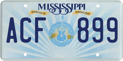 MS license plate ACF899