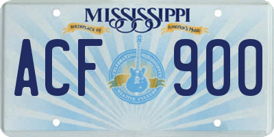 MS license plate ACF900