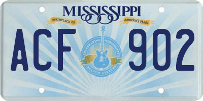 MS license plate ACF902