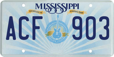 MS license plate ACF903