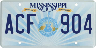 MS license plate ACF904