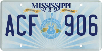 MS license plate ACF906