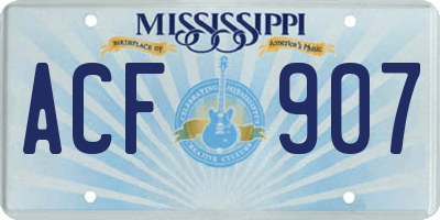 MS license plate ACF907
