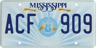 MS license plate ACF909