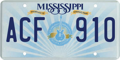 MS license plate ACF910