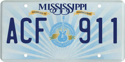 MS license plate ACF911