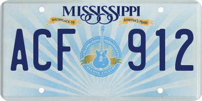 MS license plate ACF912