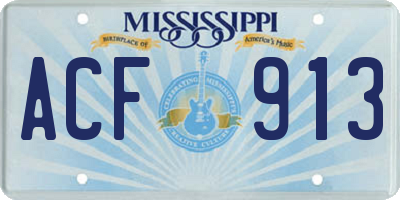 MS license plate ACF913