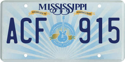 MS license plate ACF915