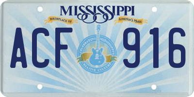 MS license plate ACF916