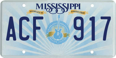 MS license plate ACF917