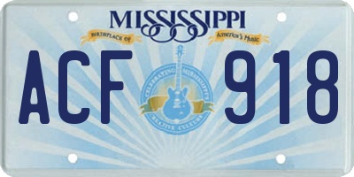 MS license plate ACF918