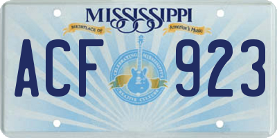 MS license plate ACF923