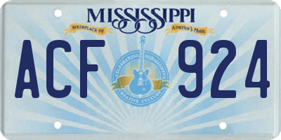 MS license plate ACF924