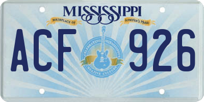 MS license plate ACF926