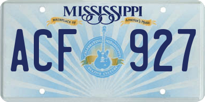MS license plate ACF927
