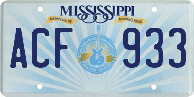MS license plate ACF933