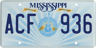 MS license plate ACF936