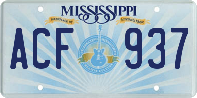 MS license plate ACF937