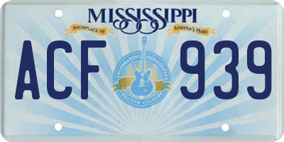 MS license plate ACF939