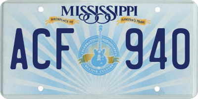 MS license plate ACF940