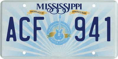 MS license plate ACF941