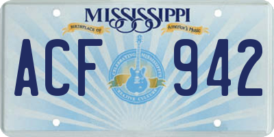 MS license plate ACF942