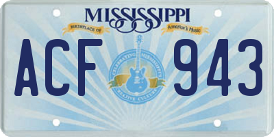 MS license plate ACF943