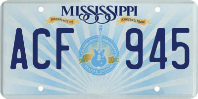 MS license plate ACF945