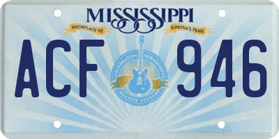 MS license plate ACF946