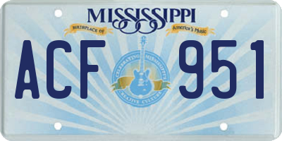 MS license plate ACF951