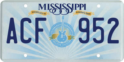 MS license plate ACF952