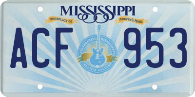 MS license plate ACF953