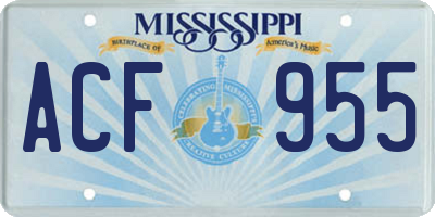 MS license plate ACF955