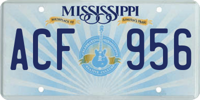 MS license plate ACF956