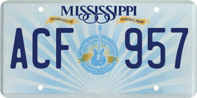 MS license plate ACF957