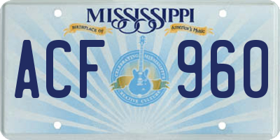 MS license plate ACF960