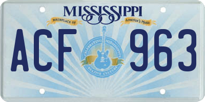 MS license plate ACF963