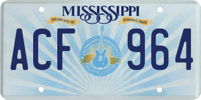 MS license plate ACF964