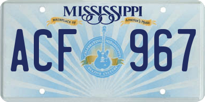 MS license plate ACF967