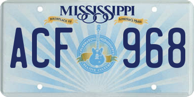 MS license plate ACF968