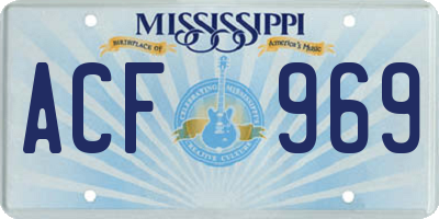 MS license plate ACF969