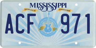 MS license plate ACF971