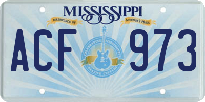 MS license plate ACF973