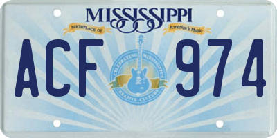 MS license plate ACF974