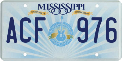MS license plate ACF976