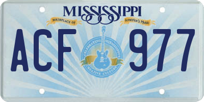 MS license plate ACF977