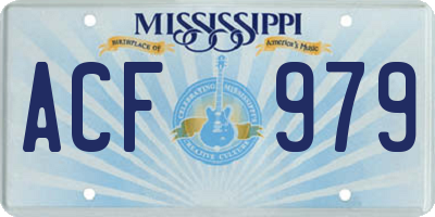 MS license plate ACF979