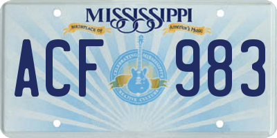 MS license plate ACF983